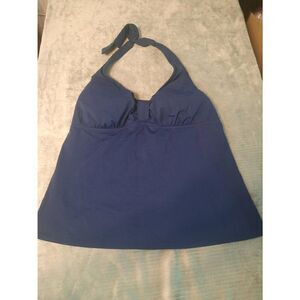 LANDS END Womens Size 12 Blue Halter Tankini Top
